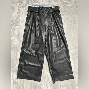Adyson Parker Paperbag Tie Waist Faux Leather Pants Women’s 14 Black